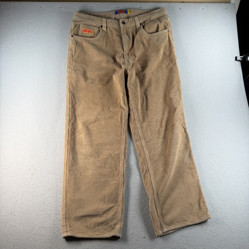 Empyre Men's 34 Tan Corduroy Skate Pants Embroidered Logo Baggy Y2K